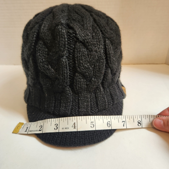 Adidas Womens Crystal Brimmer Beanie Black Knit Winter Hat Fleece Lined One Size - Picture 7 of 7